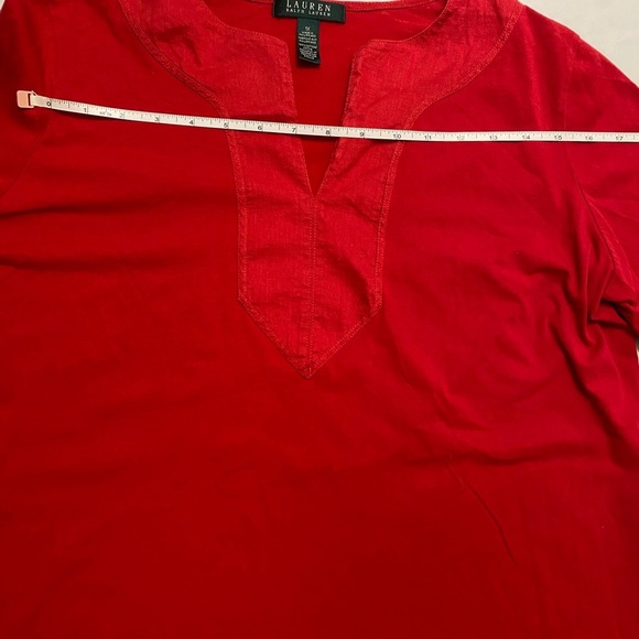 Lauren Ralph Lauren Top Women 1X Red Pullover Blouse Casual Preppy Breathable - Picture 4 of 10